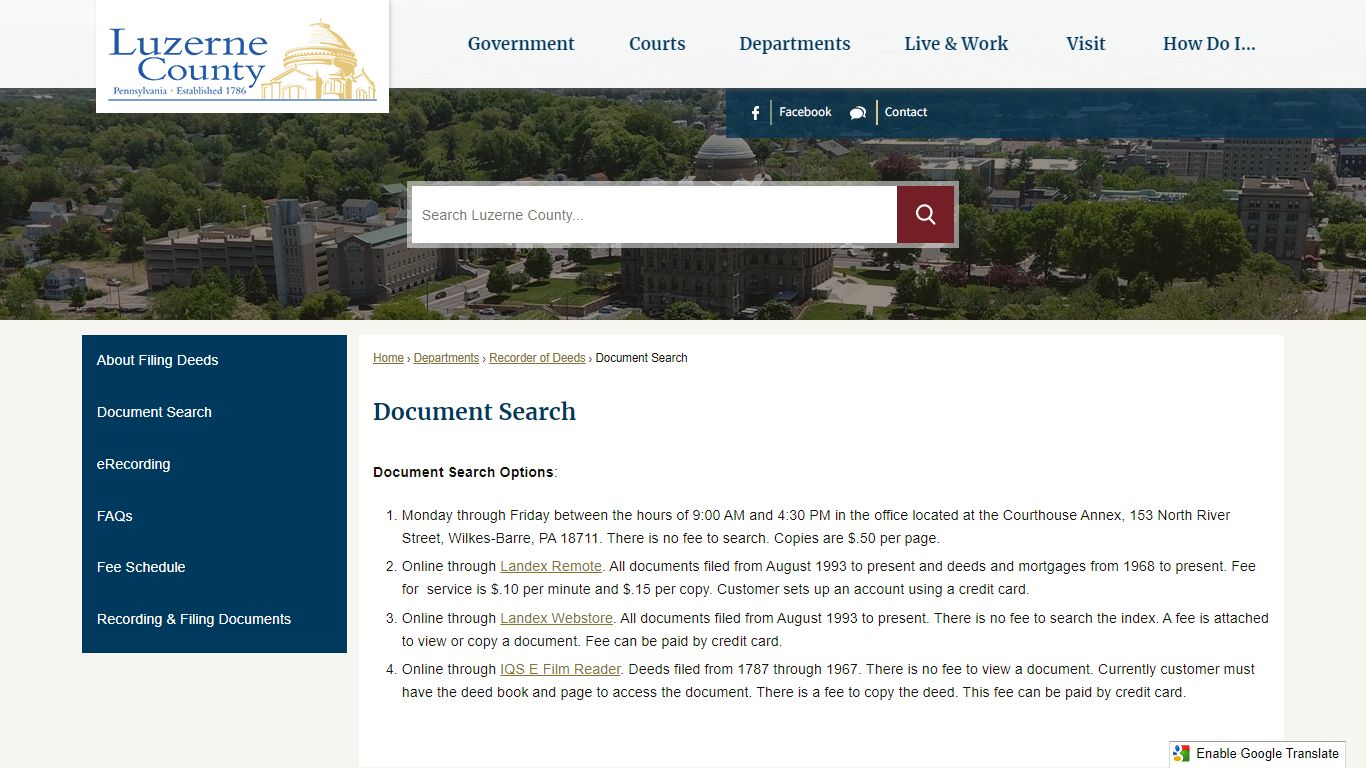 Document Search | Luzerne County, PA