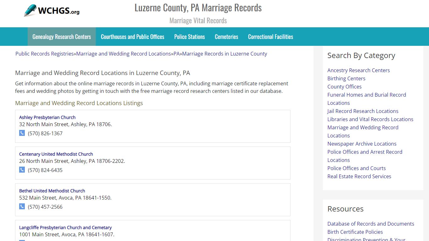 Luzerne County, PA Marriage Records - Marriage Vital Records - WCHGS.org