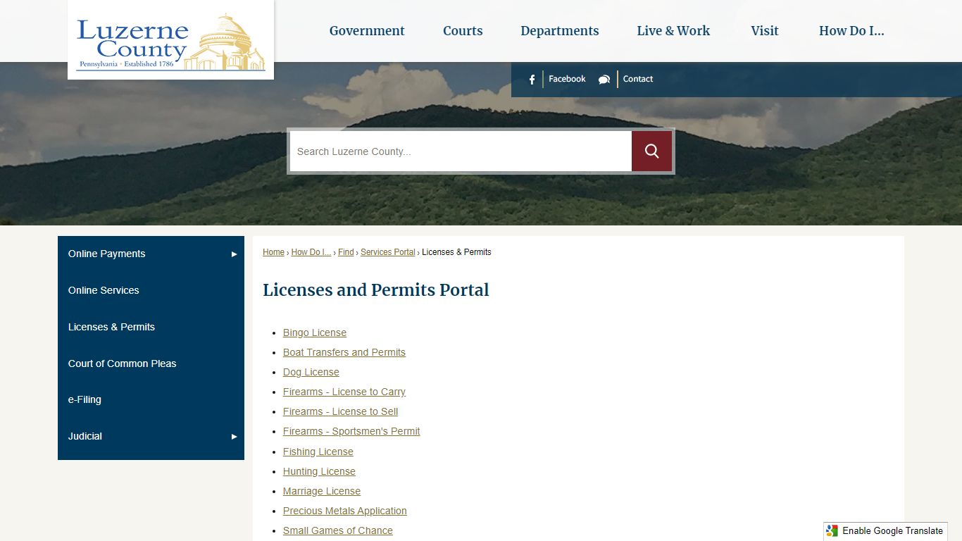 Licenses and Permits Portal | Luzerne County, PA